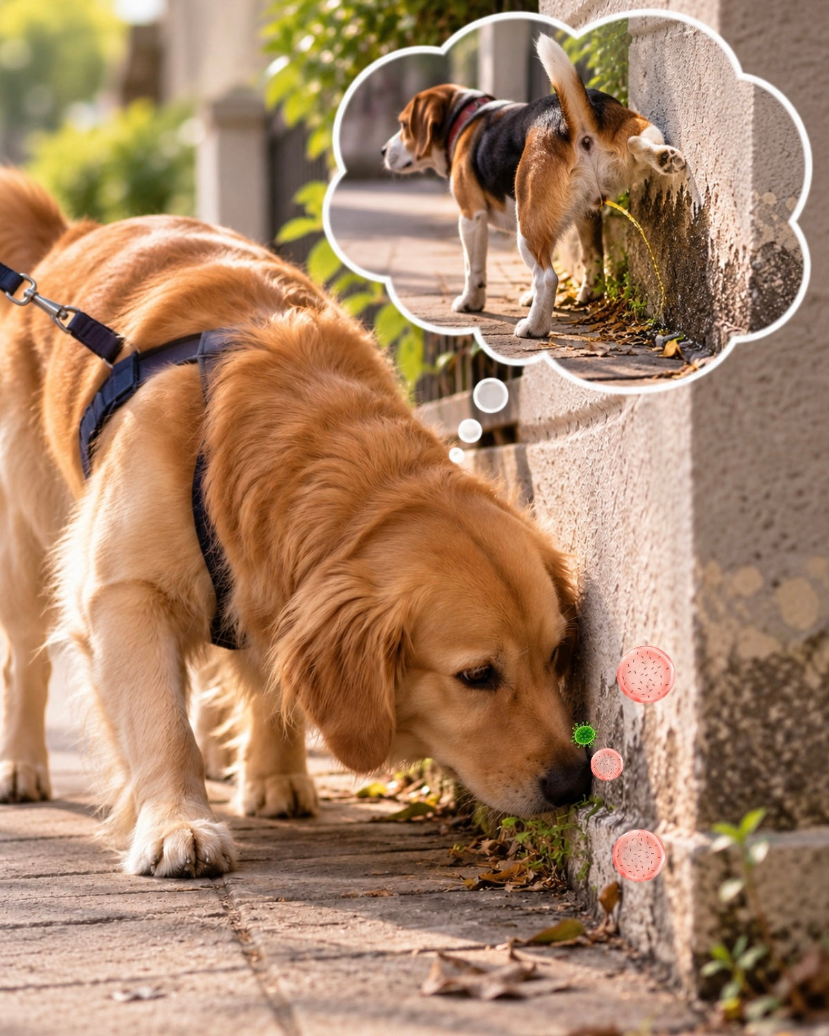 Dog sniffing a scent-marking area