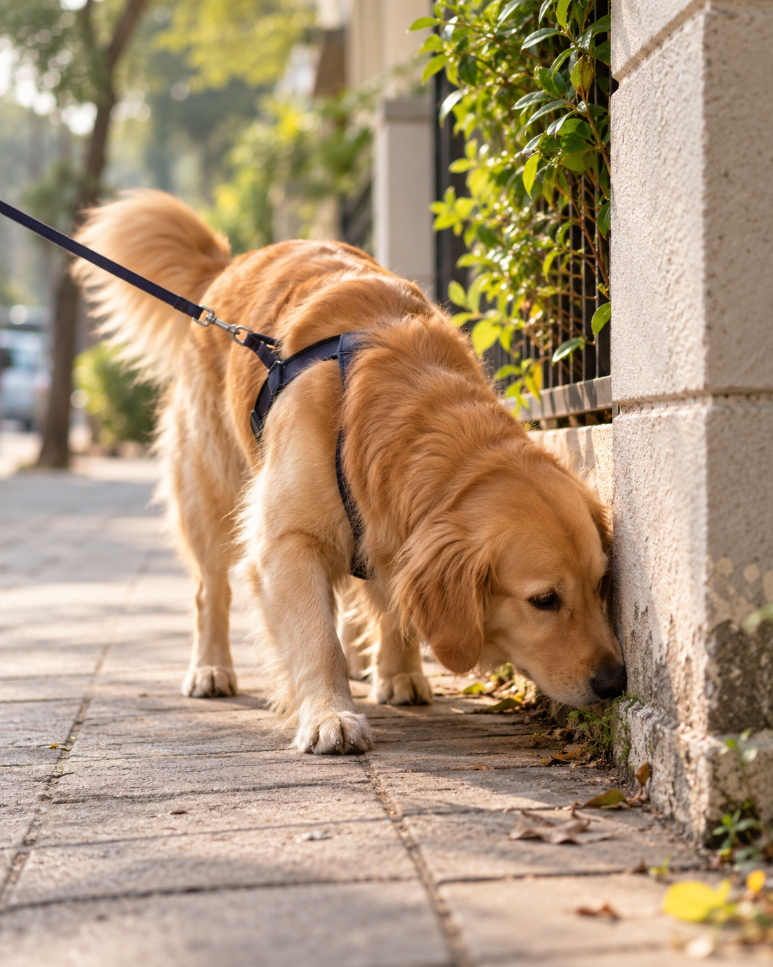 Dog exploring outdoors during a walk